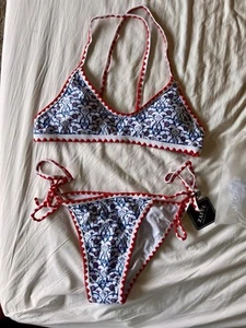 Womens Zaful Bohemian Whip Stitch Print Bikini Size 12 - Picture 1 of 5