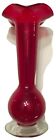 BEAUTIFUL 7.5? GLASS RED TO CLEAR RUFFLED TOP FLUTED BUD VASE