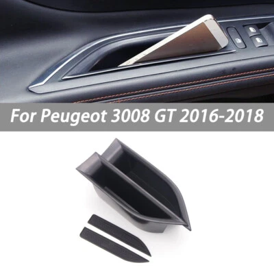 Soporte de caja de almacenamiento de puerta delantera interior negro para Peugeot 3008 GT 2016 2017 Foto 1 de 4