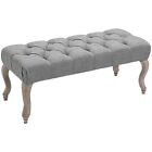 HOMCOM Tufted Upholstered Accent Bench Window Seat Fabric Ottoman Bed End Stool