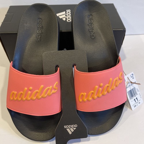 Nuove scarpe slides doccia Adidas Adilette donna taglia 11 sandali rosa arancione