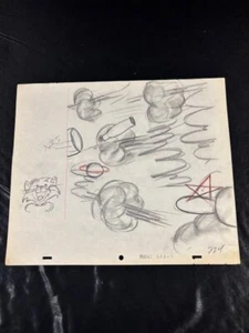 Producción original dibujo a lápiz animado dibujos animados Tom Cat arte explosión - Imagen 1 de 4