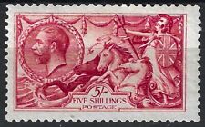GB SG401 KGV 1913 5/- Rose Carmine, Waterlow, Seahorse, Mint MLH