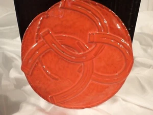 Frankoma Trivet Flame Red Art Pottery Horseshoes Prairie 94TRH. 6.25 inch - Picture 1 of 5
