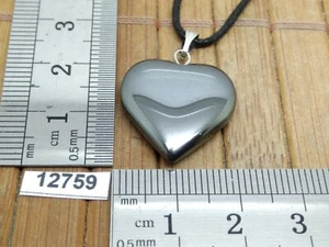 Pendentif coeur HEMATITE de qualité + cordon reglable lithotherapie reiki amour - Picture 1 of 2