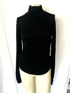 Analili Womens Black Turtle Neck Long Sleeve  - Picture 1 of 5