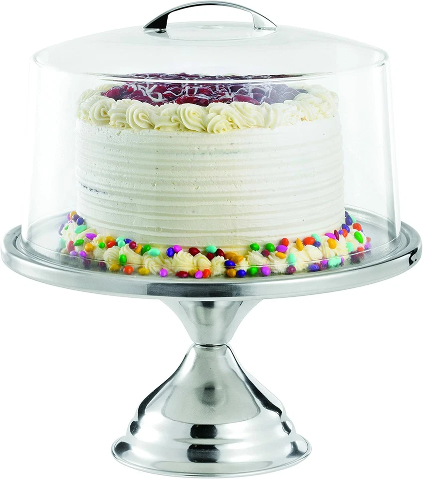 Tablecraft alzata coperchio dolci plastica manico metallo, trasparente 33 x 35cm - Immagine 1 di 1