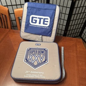 2 cojines de asiento Super Bowl XXV 25 NFL Giants v Bills GTE Tampa 1991 25th - Imagen 1 de 5
