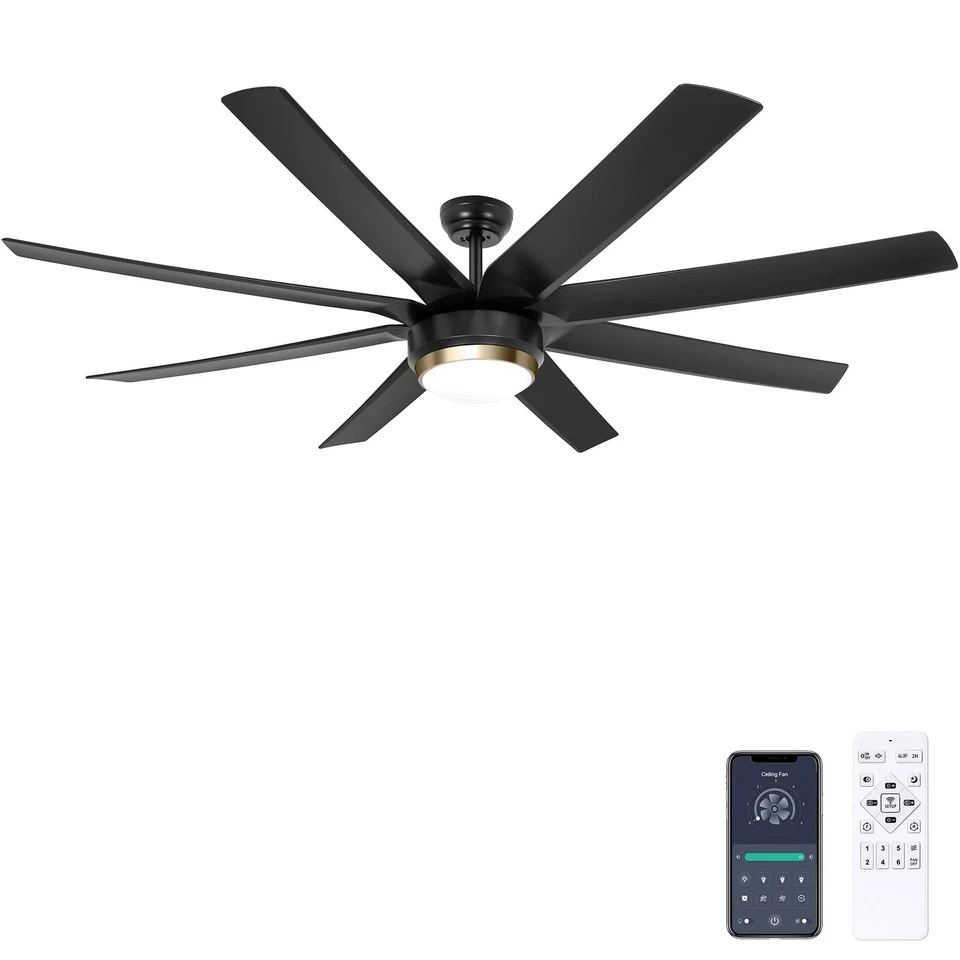 70-in Large Ceiling Fans with Lights and Remote Waterproof Indoor/Outdoor Cei... - Image 1 of 4