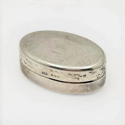 Коллекционная антикварная овальная коробка для таблеток из серебра 800 - Изображение 1 из 4