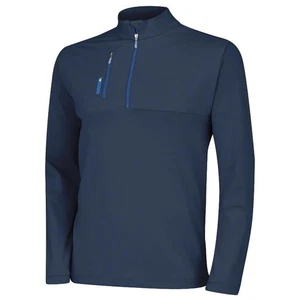 adidas Climalite Golf Top Men 2XL Mixed Media Quarter-Zip Blue Long Sleeves - Picture 1 of 8