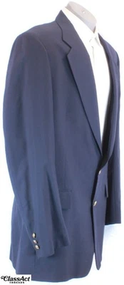 Jos A Bank Navy Blue Gold Button 100% Wool Blazer Jacket Sport Coat Vintage 44L - Image 1 of 4