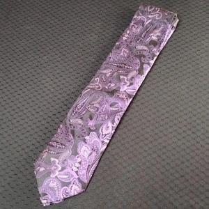 Ted Baker Men’s Necktie Purple Lavender Paisley 100% Silk Made in USA Classic -K - Picture 1 of 11