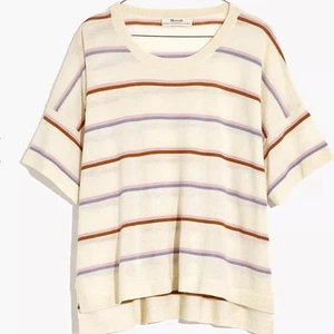 New Madewell Responsible Cashmere Sweater Tee Shirt Adler Stripe XXS - Picture 1 of 9