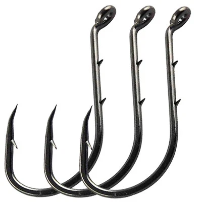 100pcs Octopus Circle Fishing Hook Barbed Shank High Carbon Steel Black Hooks - Image 1 of 4
