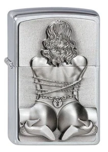 Bondage Girl Zippo Lighter in Brushed Brass Windproof Cigarette Lighter - Picture 1 of 4