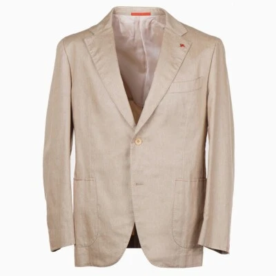 Isaia Napoli Extra-Slim Fit сплетенный желтовато-коричневый хлопок спортивное пальто 44R (Eu 54) новый с Ярлыками - Изображение 1 из 4