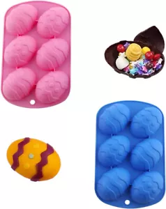 2 pcs Easter Egg Shaped Silicone Chocolate Candy Mold, Baking Molds for Candy - Picture 1 of 7
