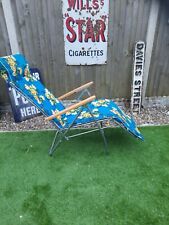 Vintage 70's Garden Sun Chair Full Size Retro Camping Vw Festival Blue Padded...