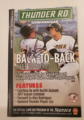 PROGRAMA DE JUEGO TRENTON THUNDER 2016 FIRMADO POR TYLER AUSTIN-1er. MLB HOME RUN Foto 1 de 4