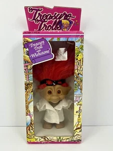 "Troll del tesoro nuovo in scatola vintage asso novità con pietra dei desideri capelli rossi ""Scientista""" - Foto 1 di 6
