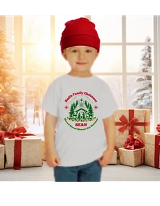 Family Matching Christmas Custom Name - Nativity Scene Toddler Tee T-Shirt - Picture 1 of 10