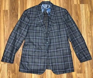Hackett Mayfair Blazer Jacket Size 42 Wool/Cashmere Grey Blue Plaid Blazer Men - Picture 1 of 15