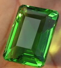 AAA+76.35 Ct. Green Peridot Translucent Faceted Emerald Cut Loose Gemstone Ring
