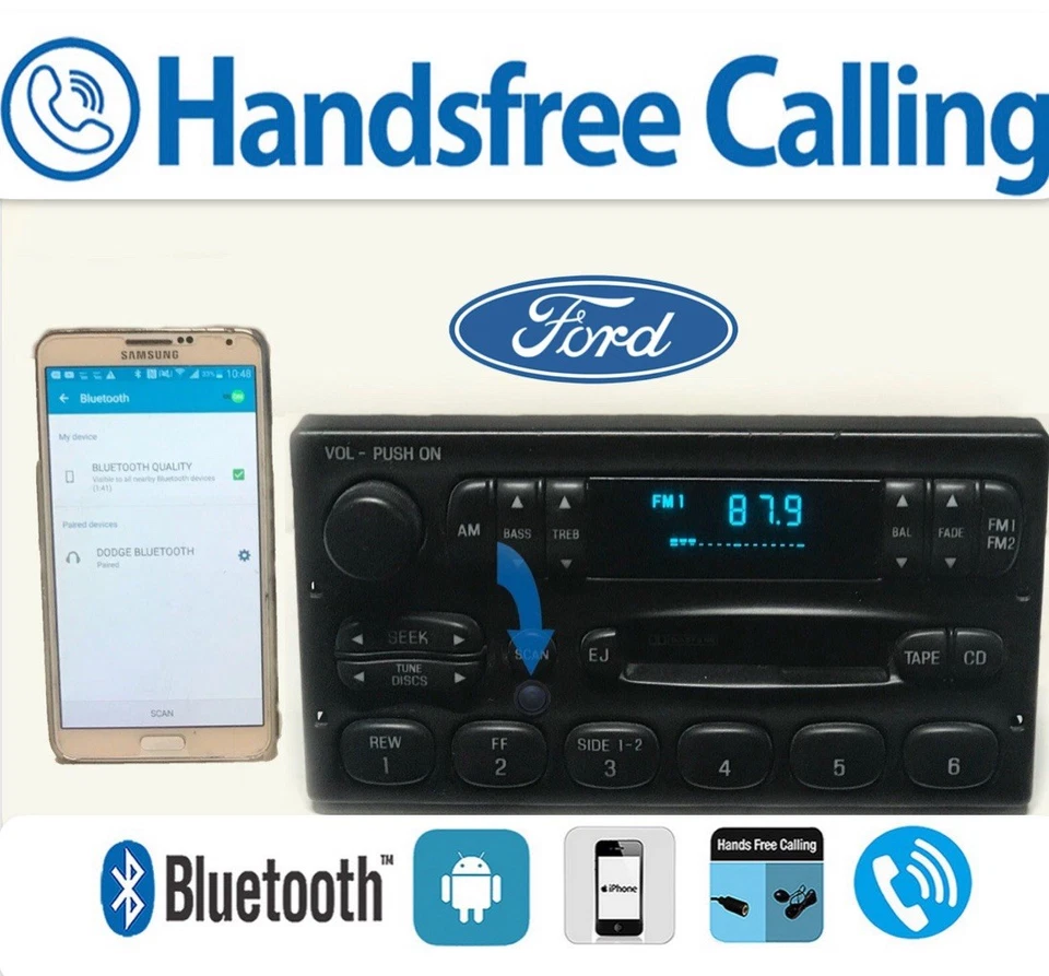 ✅95-97 Ford Crown Victoria Sonido Premium BLUETOOTH manos libres llamar F7AF19B132AA Foto 1 de 4