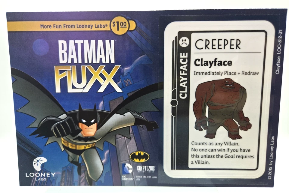 Tarjeta promocional Batman Fluxx Looney Labs Clayface Creeper Foto 1 de 1
