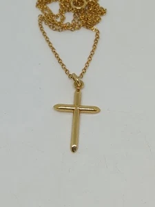 Vintage 14k Gold Filled GF Cross Pendant Chain Necklace 18" - Picture 1 of 6