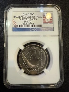 2014 D 50C Baseball Hall Of Fame Early Release NGC MS 70 - B49302 - Picture 1 of 2
