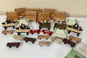 "Lote de 27 bancos de madera artesanía navideña vinilo linterna conmemorativa muñeca jardín de hadas" - Imagen 1 de 17