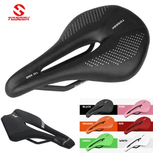 TOSEEK Cycling Saddle Comfort Leather MTB Road Bike Bicycle Carbon Seat Cushion - Picture 1 of 23