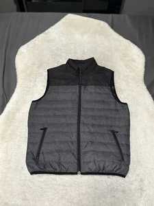 Express Mens Black Gray Full Zip Puffer Vest Jacket Size Medium - Picture 1 of 7