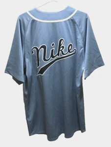 Nike Vintage 90s Stitched Blue-Gray Embroidered Baseball Swoosh Jersey L - Picture 1 of 2