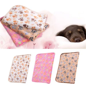Pet Cat Dog Kitten Warm Blanket Hamsters Coral Velvet Soft Bed Mat Pad Paw Print - Picture 1 of 85