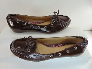  Sperry Top-Sider BROWN PATENT Leather Slip On Ballet Flats 7 1/2 M $99.95!