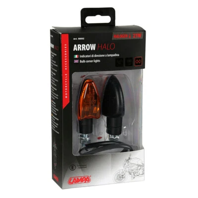 COPPIA FRECCE FRECCIA PER MOTO ARROW INDICATORI DI DIREZIONE LAMPA 21W NERI  - Immagine 1 di 3