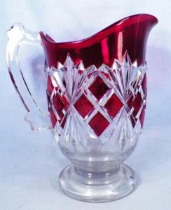 Sheaf & Block Pitcher Co-Operative Flint Glass #200 Ruby Stain EAPG 1892 Antique - Picture 1 of 7