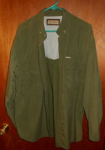 Remington Men's Button Down Vented Green Nylon Hunting Fishing Shirt 48" Chest - Picture 1 of 8