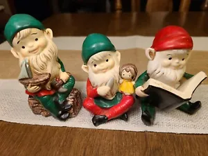 Vintage 1980s Homco Christmas Elves Figurines Porcelain Set Of Three 3  #5205 - Picture 1 of 3