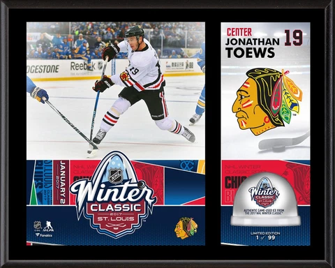 Jonathan Toews Blackhawks 12x15 '17 Winter Classic Plaque w/GU Ice Cover