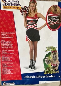 Cheerleader + Pom Poms Fancy Dress Ladies Sports Womens Adults Halloween - Picture 1 of 10