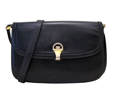 GUCCI Bolso sin asas de hombro Cartera Cuero Azul Marino Vintage Foto 1 de 4