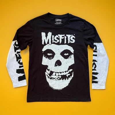 Camisa Misfits Para Hombres XS Negra Blanca Manga Larga Gráfica Banda Calavera Fantasma Carmesí Foto 1 de 4