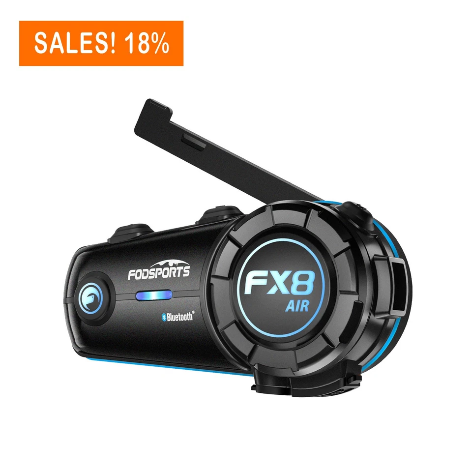 BT 5.4 Fodsports FX8 AIR Motorcycle Intercom 1KM Bluetooth Helmet Headset FM - image 1 of 4