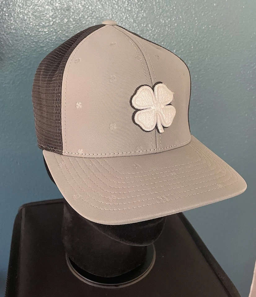 Black Clover Hat Live Lucky Snapback Grey/Black Flexfit 110 Vented Golf Hat - Image 1 of 4
