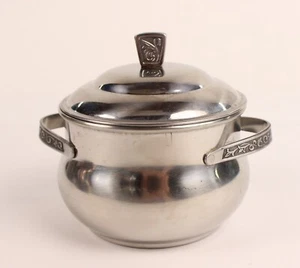 Olla de servidor de azafata de acero inoxidable Monterey vintage de los años 70 con tapa Holloware Japón - Imagen 1 de 13