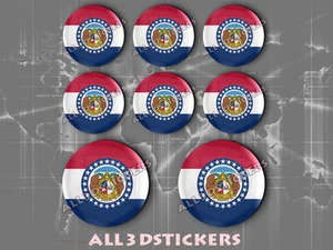 8 x 3D ROUND Resin Domed Flag Missouri - USA Adhesive Decal Vinyl - Picture 1 of 1